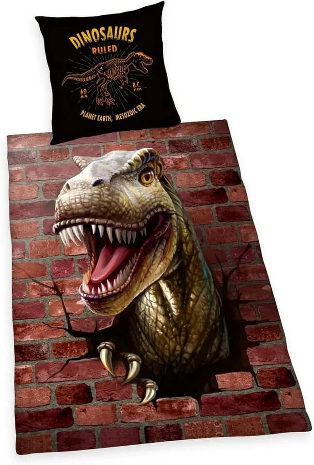 Herding Bettwäsche Dino 3D 135x200 cm 100% Baumwolle Renforcé