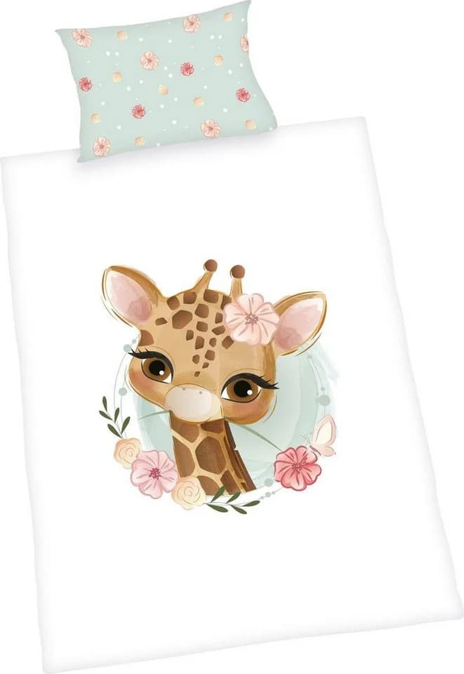Baby Best Babybettwäsche Giraffe Bunt Renforcé 2-tlg.