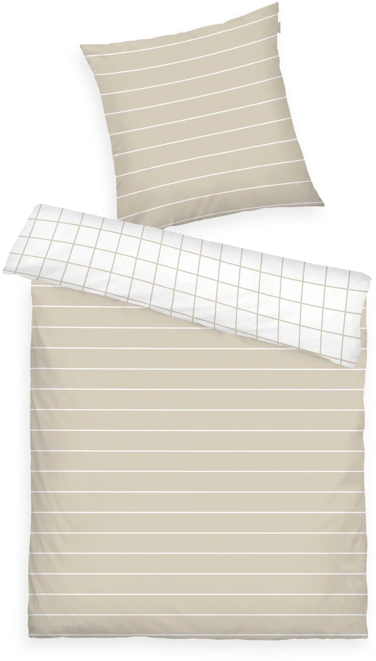 TOM TAILOR HOME Bettwäsche Renforcé Check & Streifen Weiß Beige