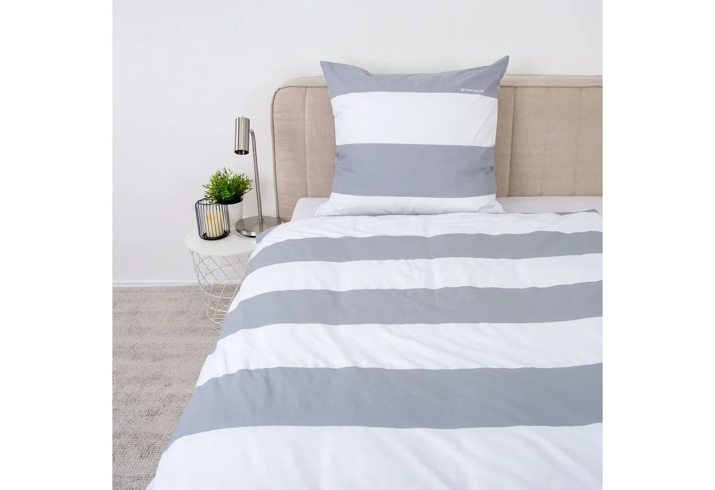 TOM TAILOR HOME Wendebettwäsche SIENA Grau Gestreift