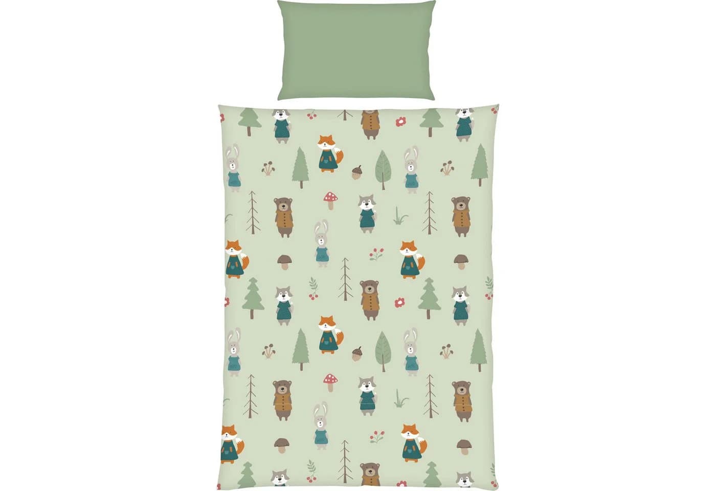 Wendebettwäsche Waldtiere Baumwolle Flanell 100x135x40 cm