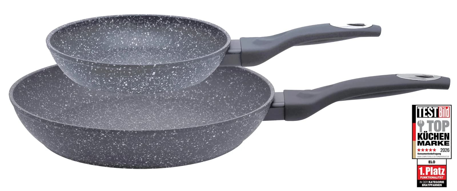 ELO Pfannen-Set Granit Passion 2-teilig Grau Aluminium Antihaft