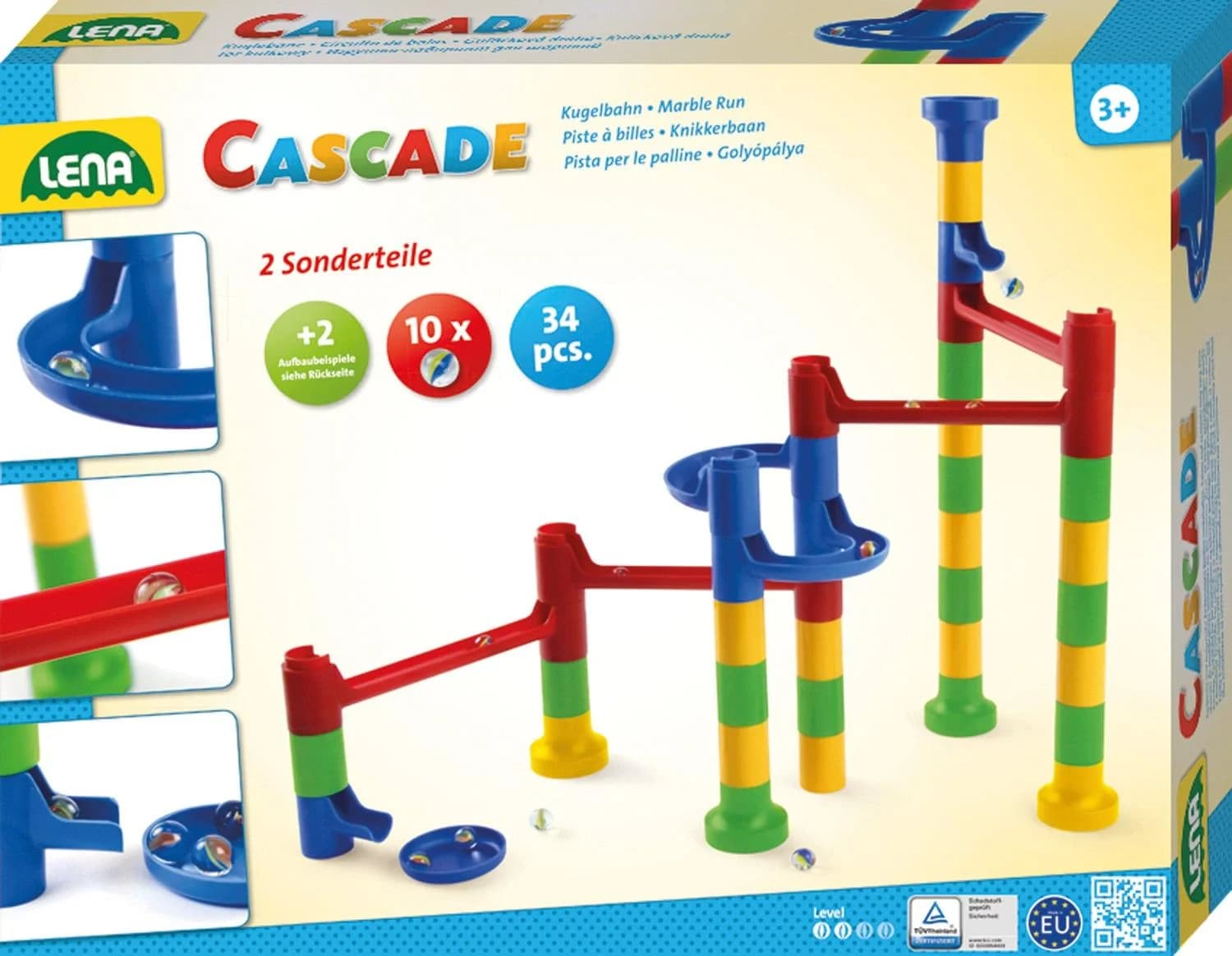 LENA Kugelbahn Cascade Curve Bunt 34 Elemente