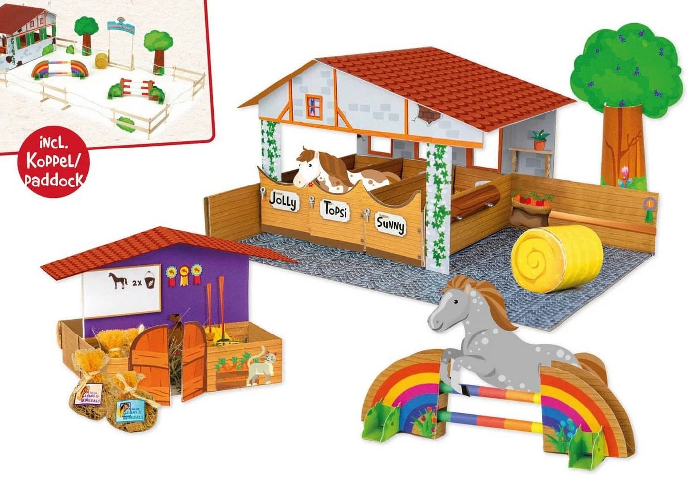 LENA® Kreativset Reiterhof My Pony Eco Bastelset Holz Pappe