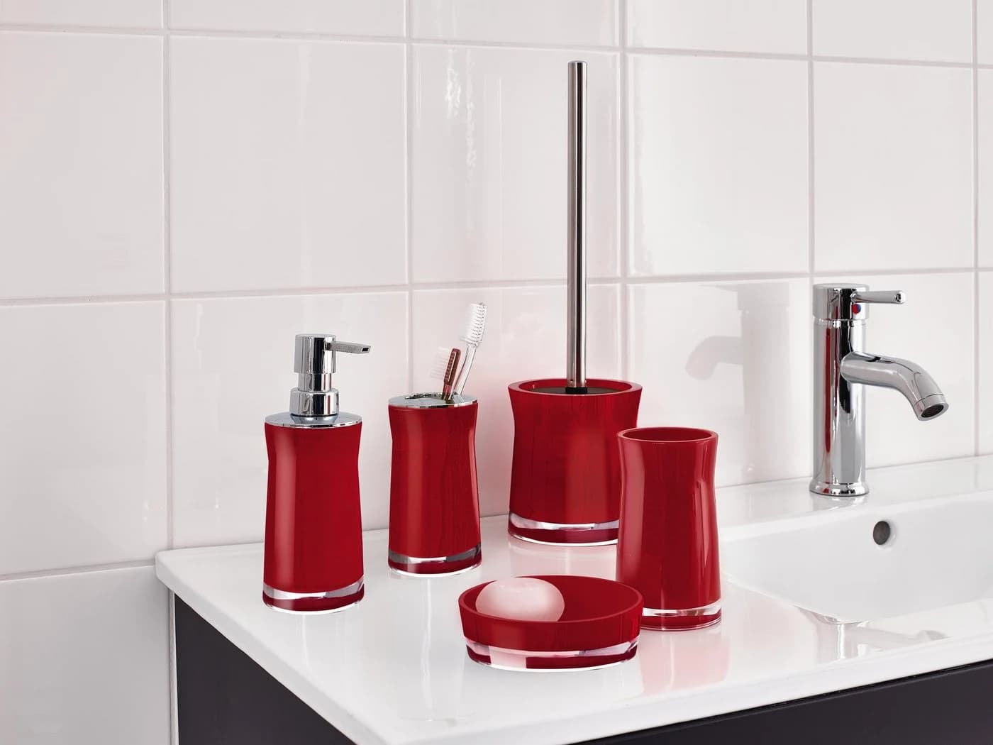 Ridder Seifenspender Disco rot - 210ml Kunststoff Spender