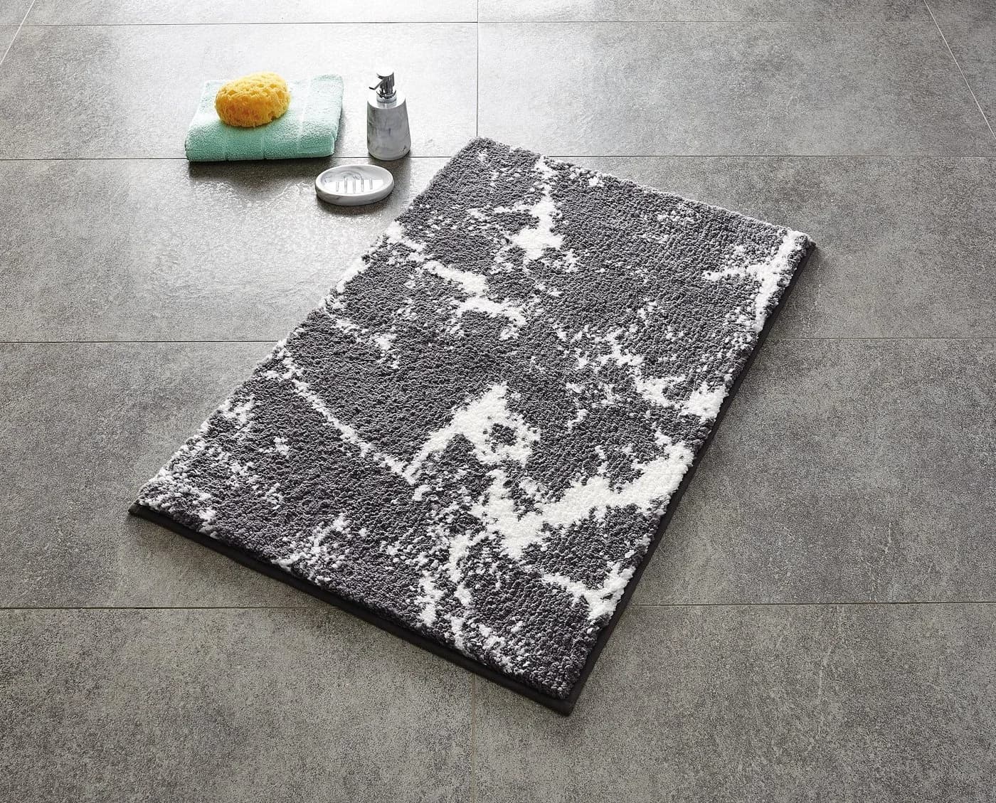 Ridder Badematte Marmor grau 100% Polyester-Microfaser