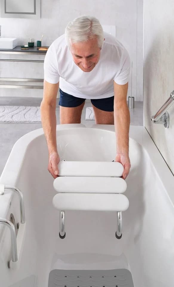 Ridder Duschklappsitz Pro weiß – Badewannen-Hocker mit rutschhemmender Fläche