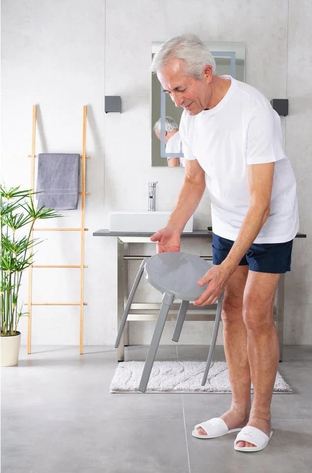 Ridder Duschklappsitz Max grau - Rutschfester Badhocker