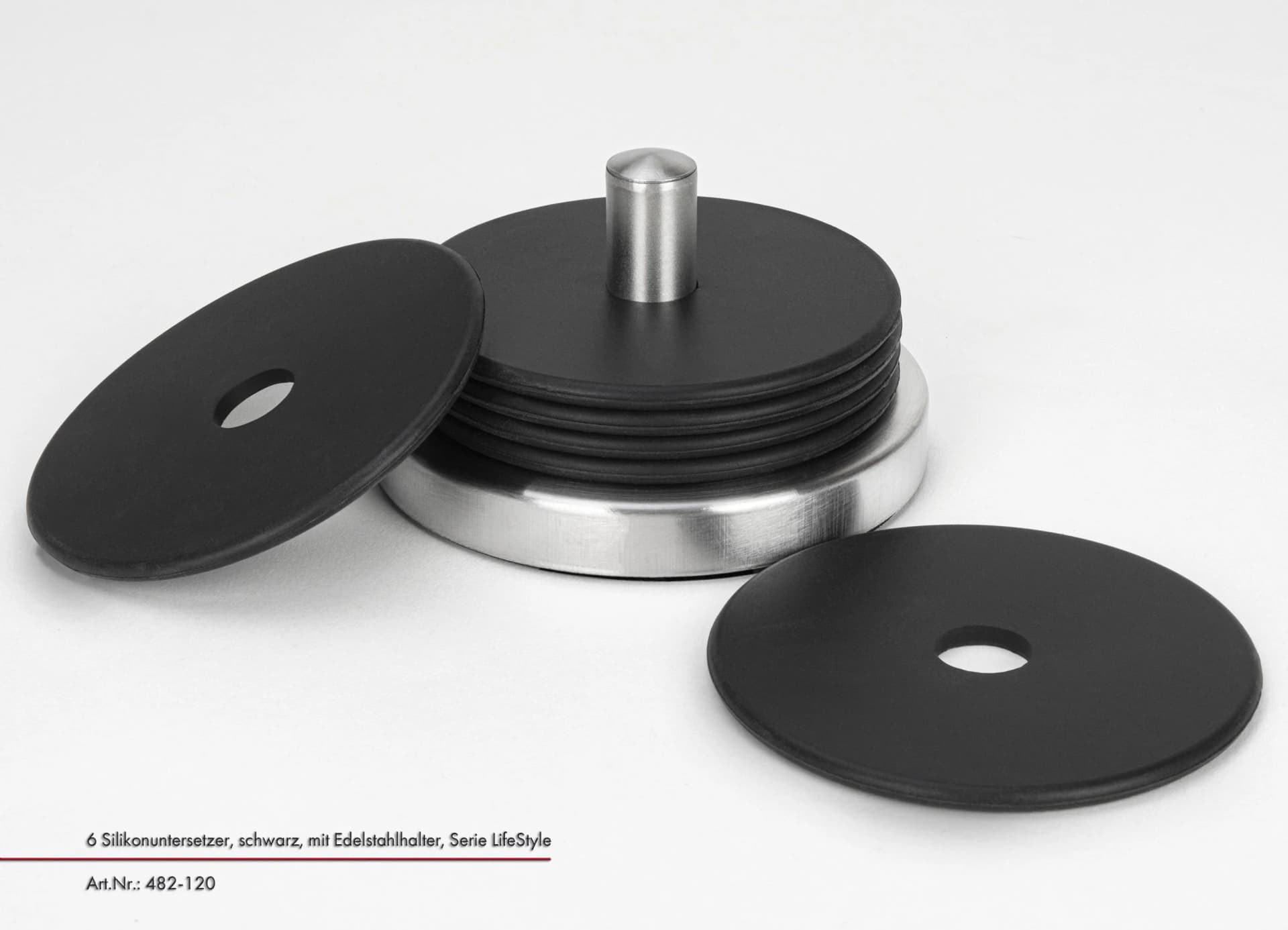 Untersetzer-Set JUSTINUS 7-tlg. Schwarz/Silber