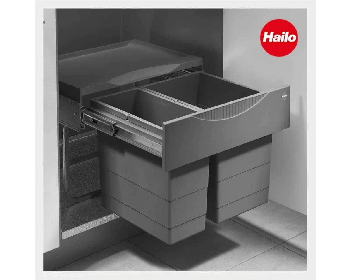 Hailo StapelBox 28/17 Einbaumülleimer 45L Grau