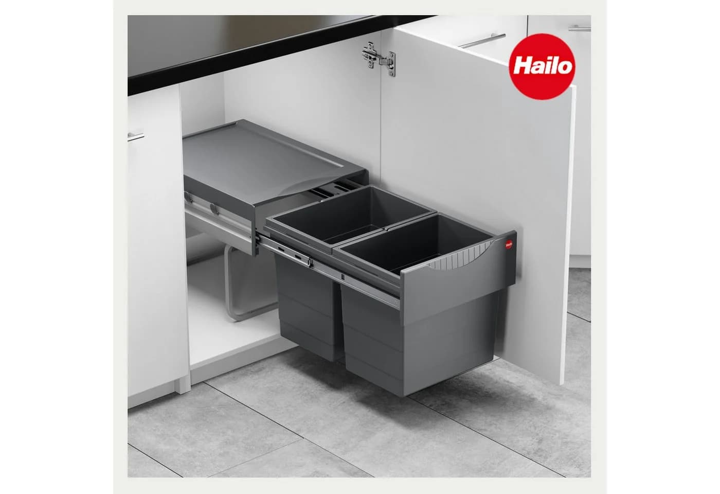 Hailo Einbaumülleimer Raumspar-Tandem 2x 18 Liter grau