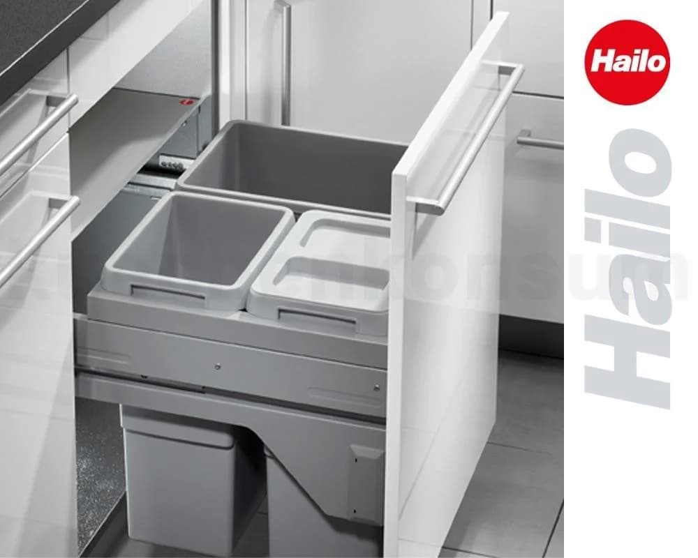 Hailo Einbaumülleimer Euro-Cargo S 3-fach Trennsystem Grau