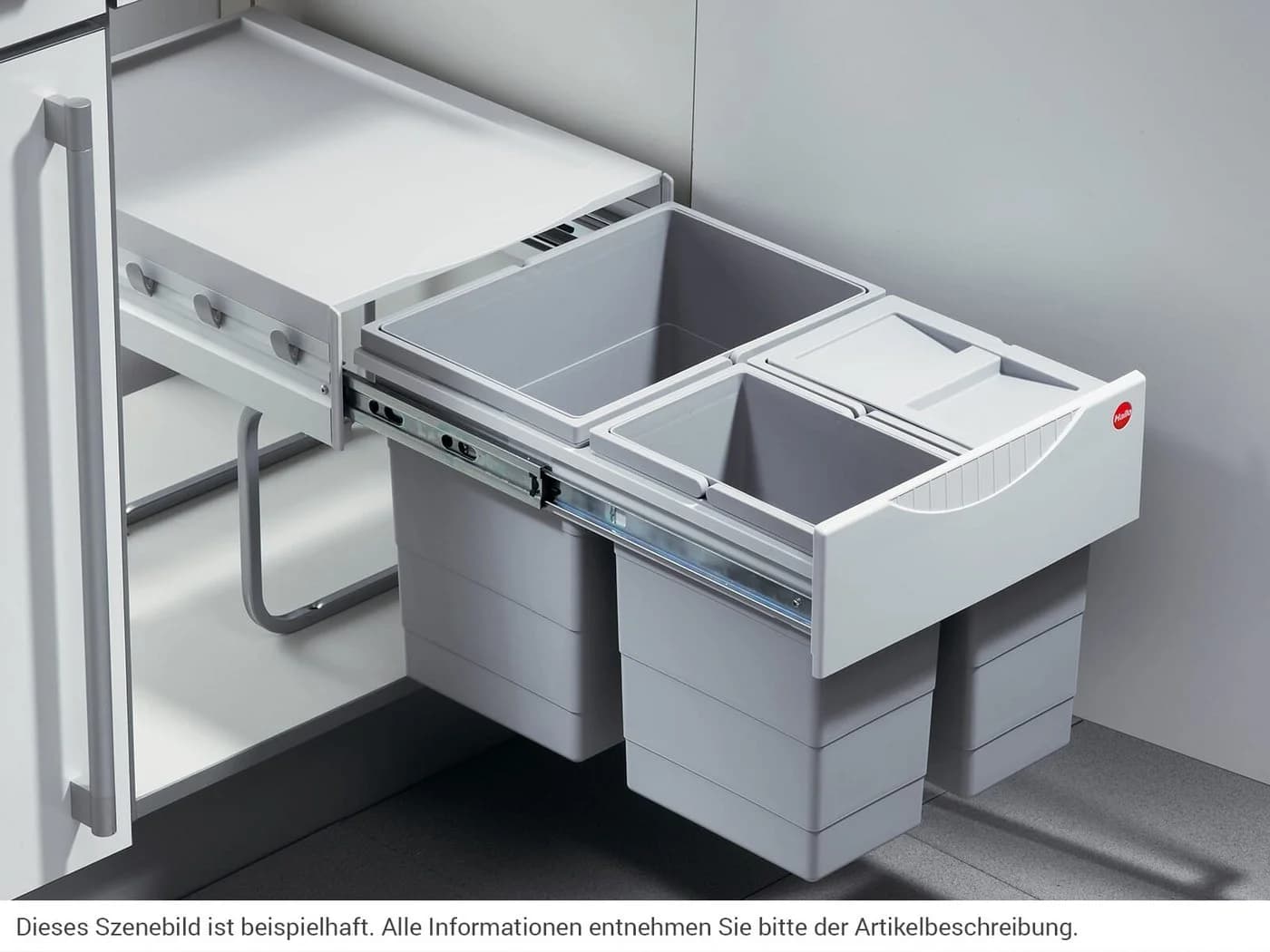 Hailo Mülleimer 35 l hellgrau mit Bio-Deckel