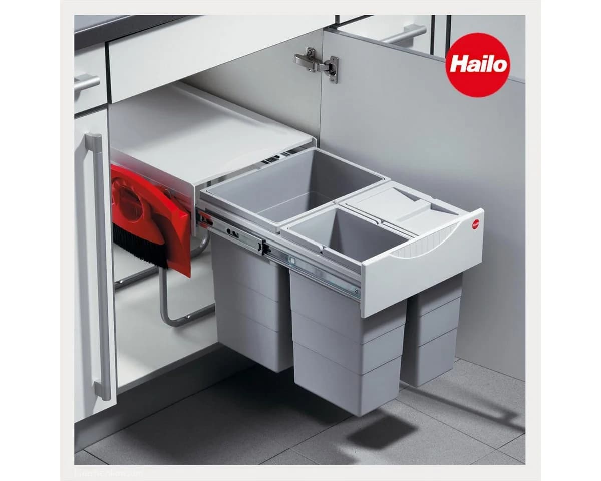 Hailo Einbaumülleimer Raumspar Tandem 40L grau/silber