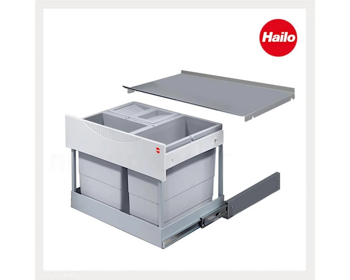 Hailo Einbaumülleimer Raumspar-Tandem-S-plus 3-fach 29L grau/silber