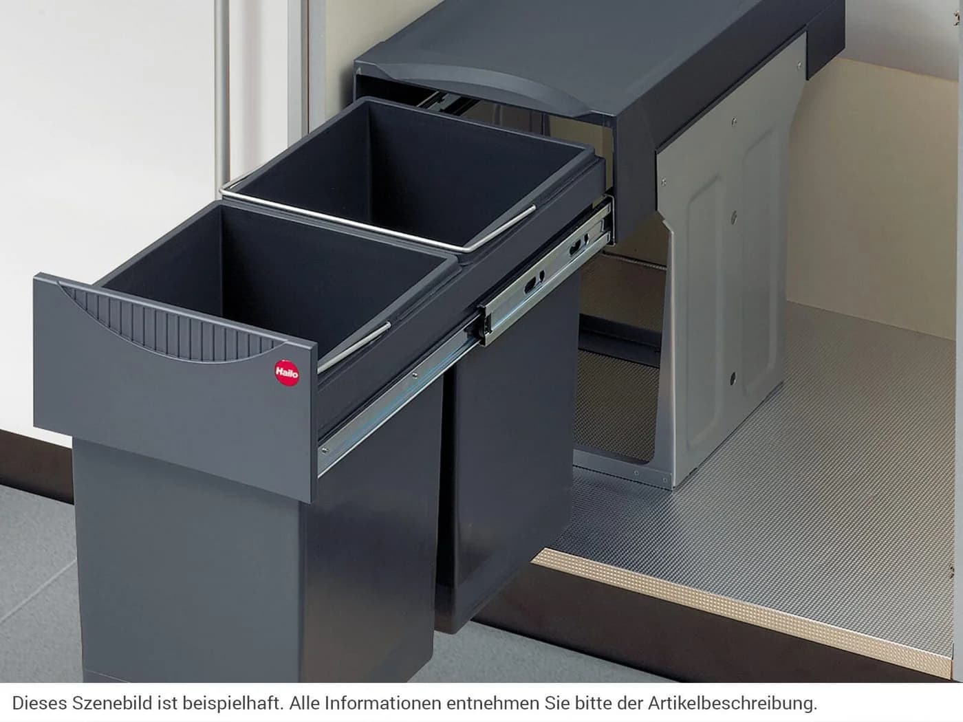 Hailo Einbaumülleimer Tandem 15/15 Grau Vollauszug