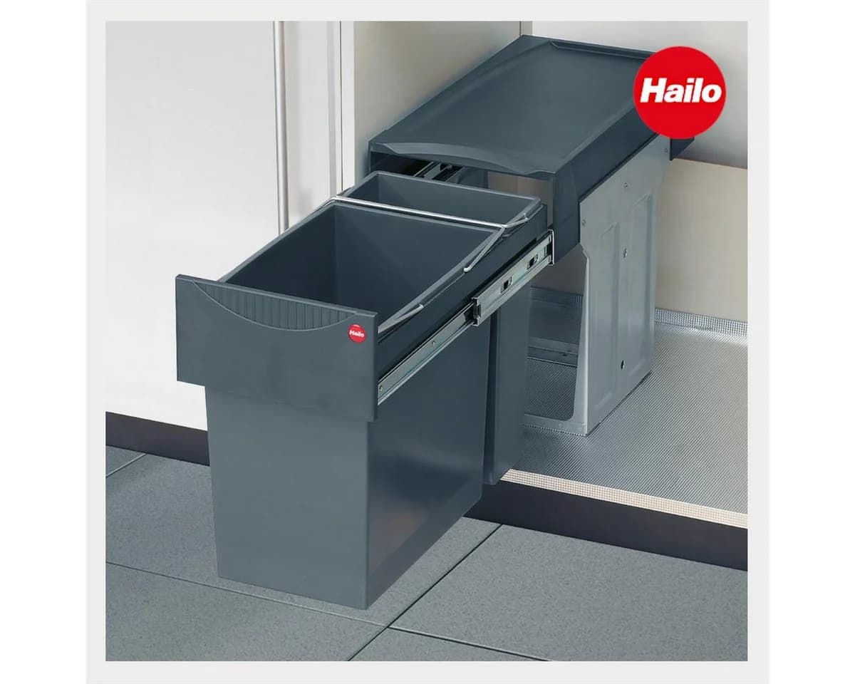 Hailo Einbaumülleimer AS Tandem 24/7 Grau/Silber