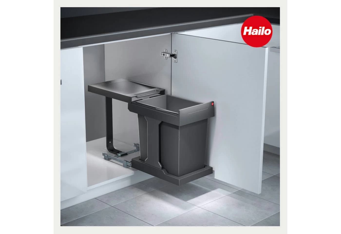 Hailo Einbaumülleimer AS Solo 20 Manual Grau Vollauszug