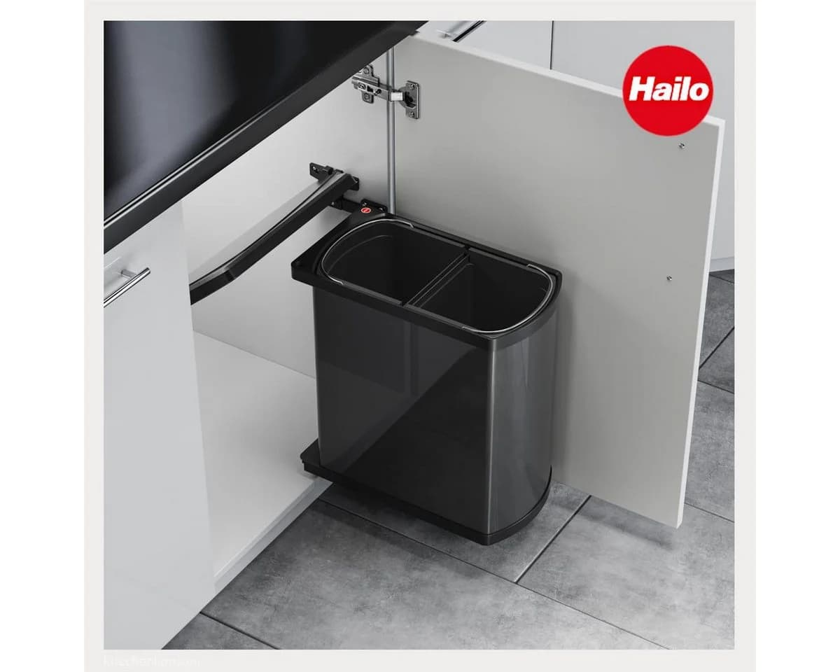 Hailo Einbaumülleimer MF Swing Duo 16 Liter dunkelgrau