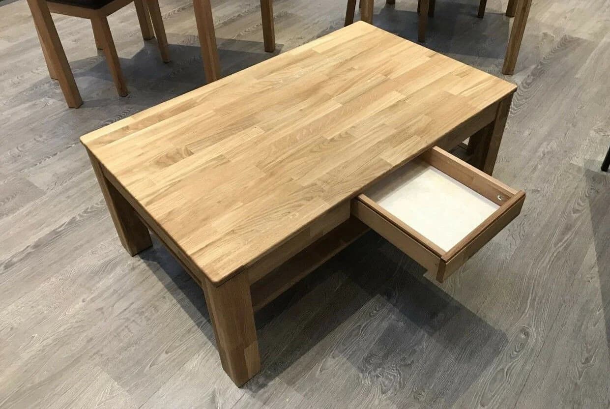 ELFO Couchtisch Eiche Massiv 115 cm mit Schubkasten