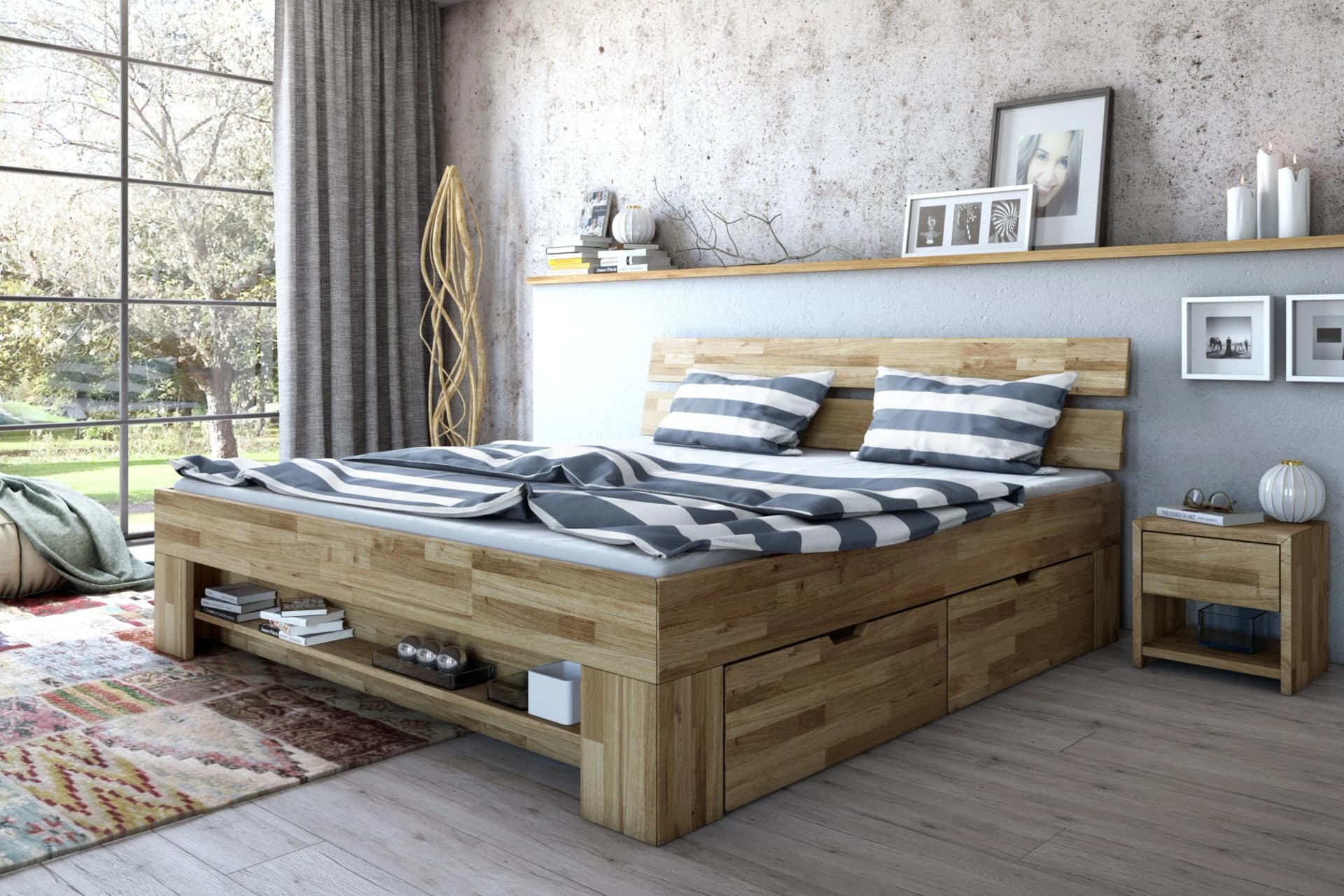 Holzbett Sarah Wildeiche Massiv