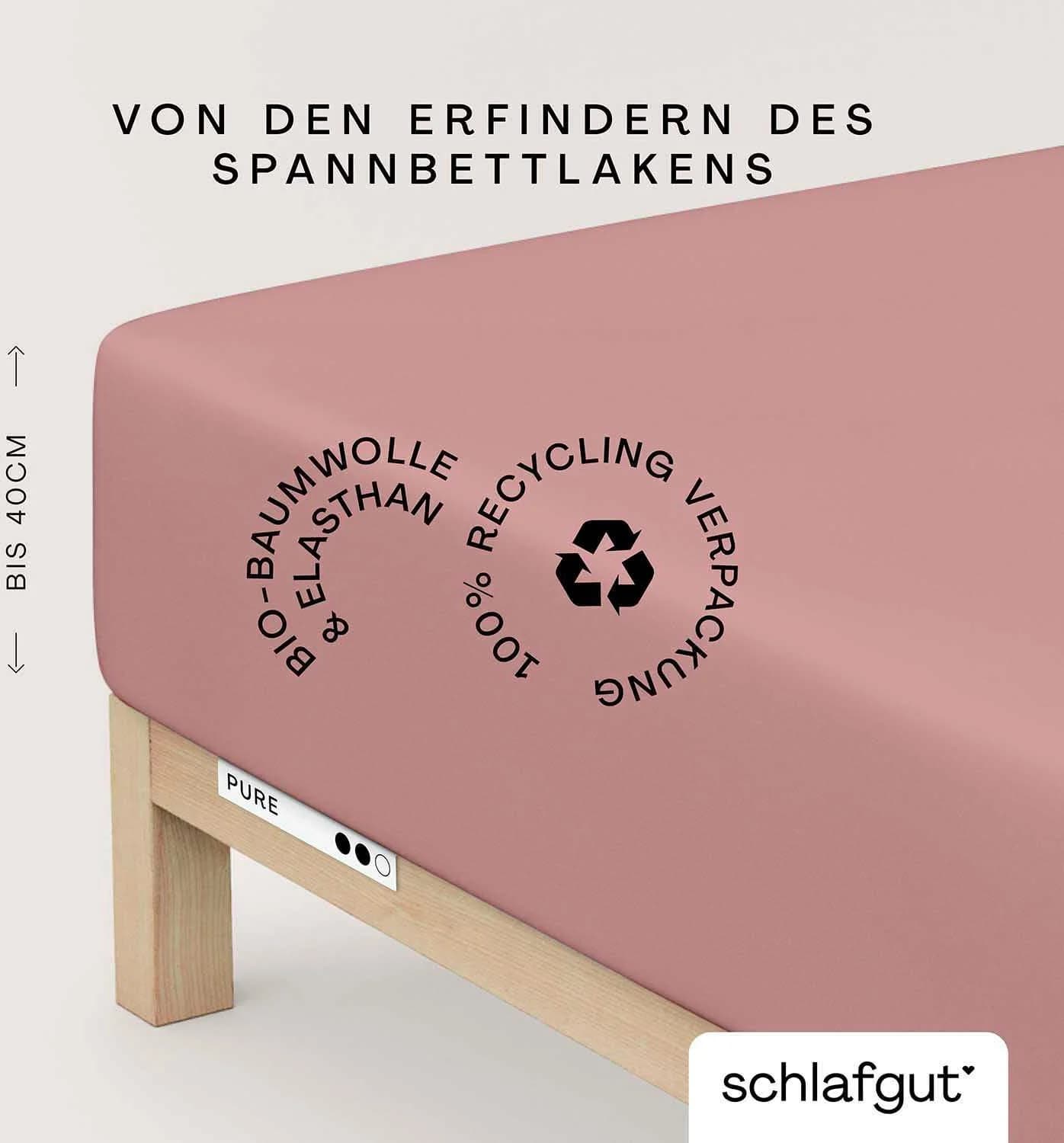 Schlafgut Spannbettlaken PURE Boxspring Bio-Baumwolle Lila