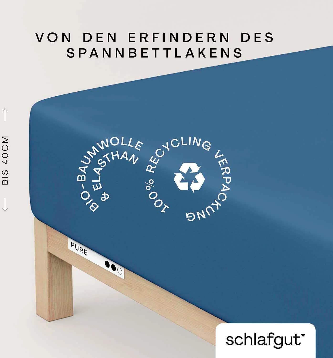 Schlafgut Spannbettlaken Bio-Baumwolle Blau Jersey-Elasthan