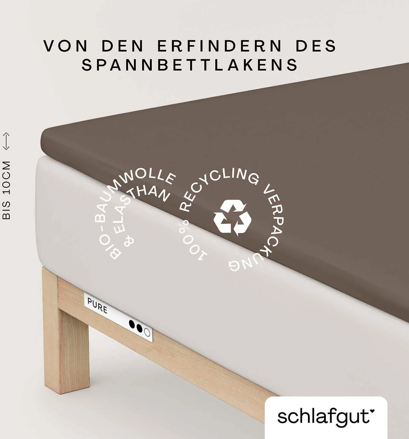 Schlafgut Spannbettlaken PURE TOPPER Bio-Baumwolle Beige Jersey