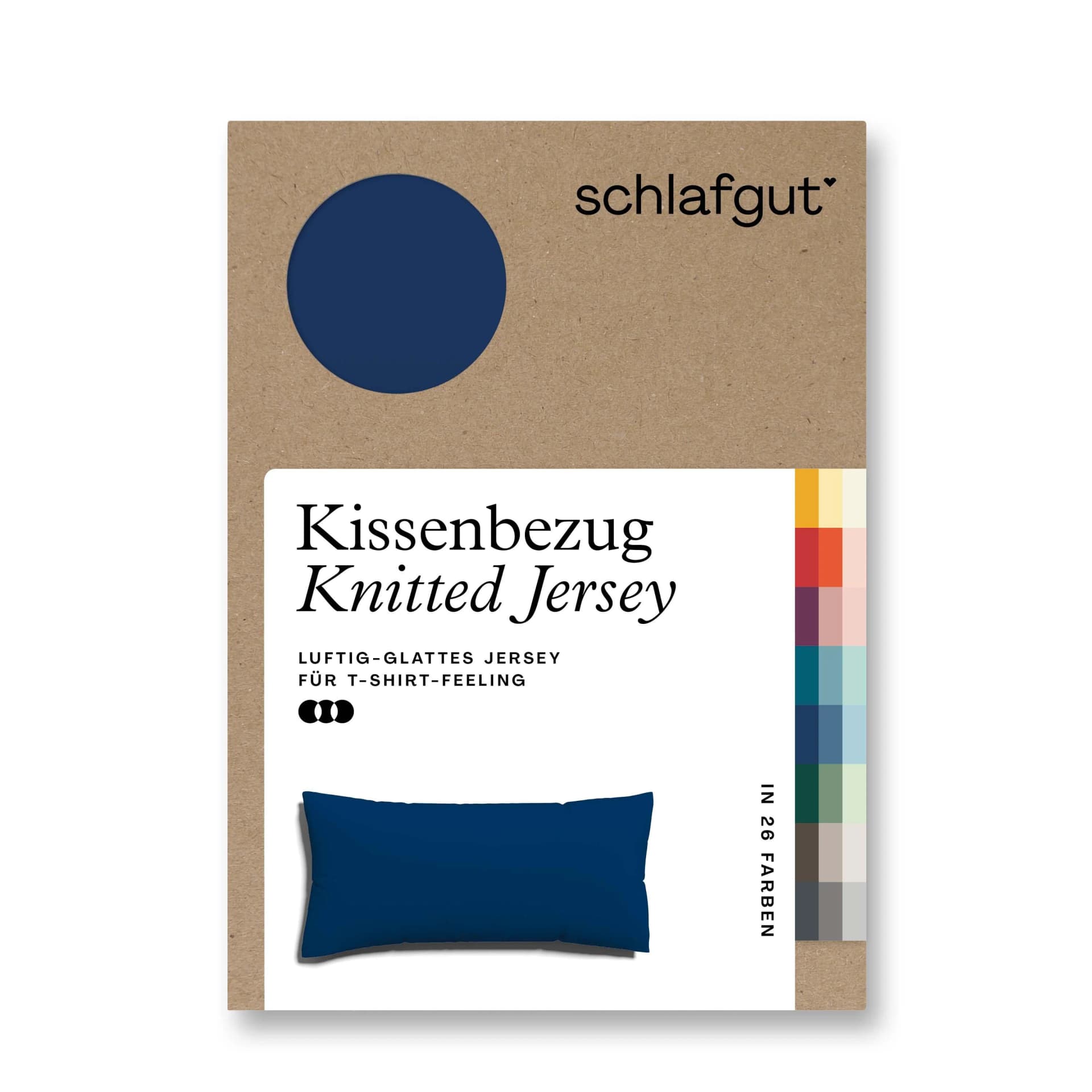 Schlafgut Premium Kissenbezug Knitted Jersey Blau Deep 40x80cm