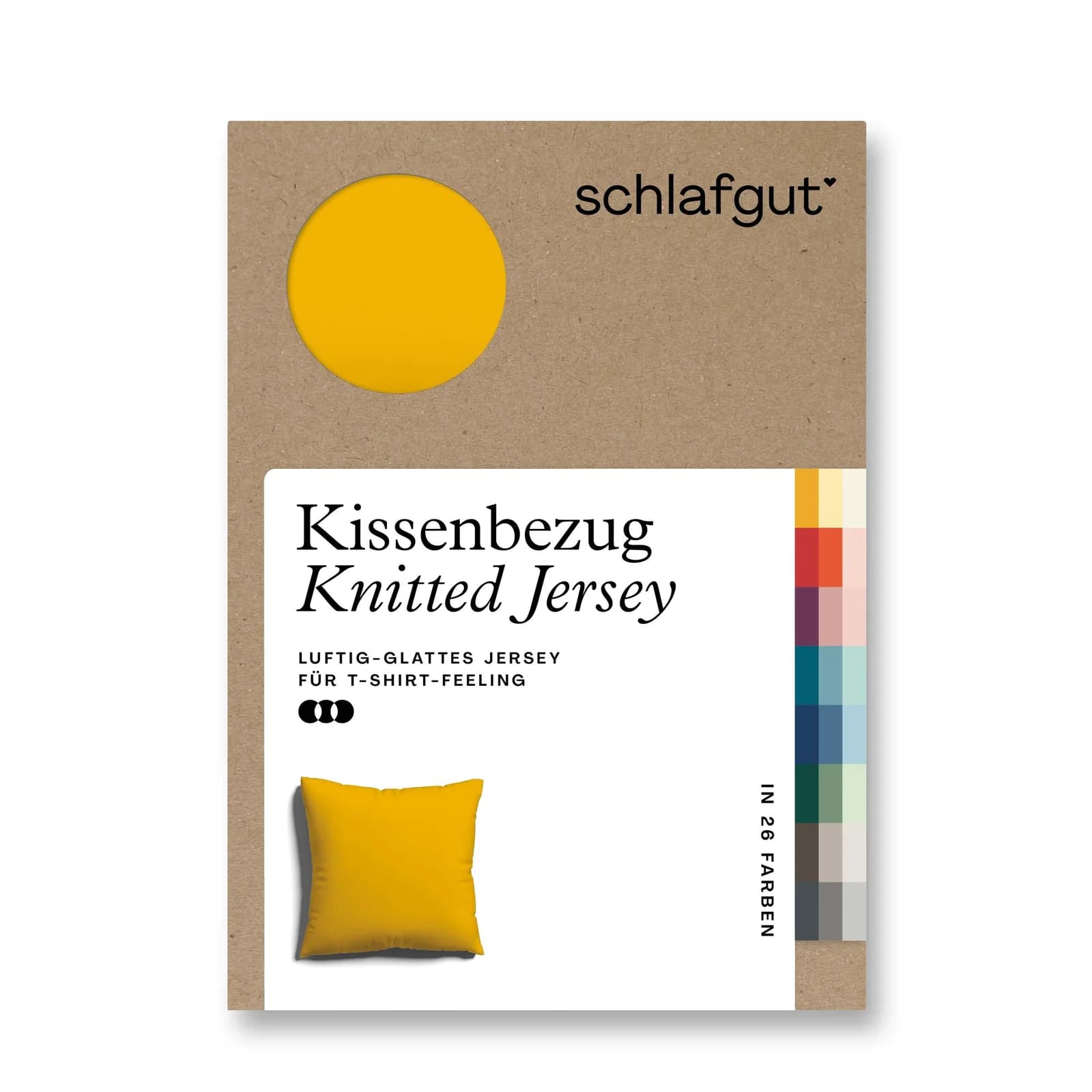 Schlafgut Premium Kissenbezug Knitted Jersey Gelb 80x80 cm