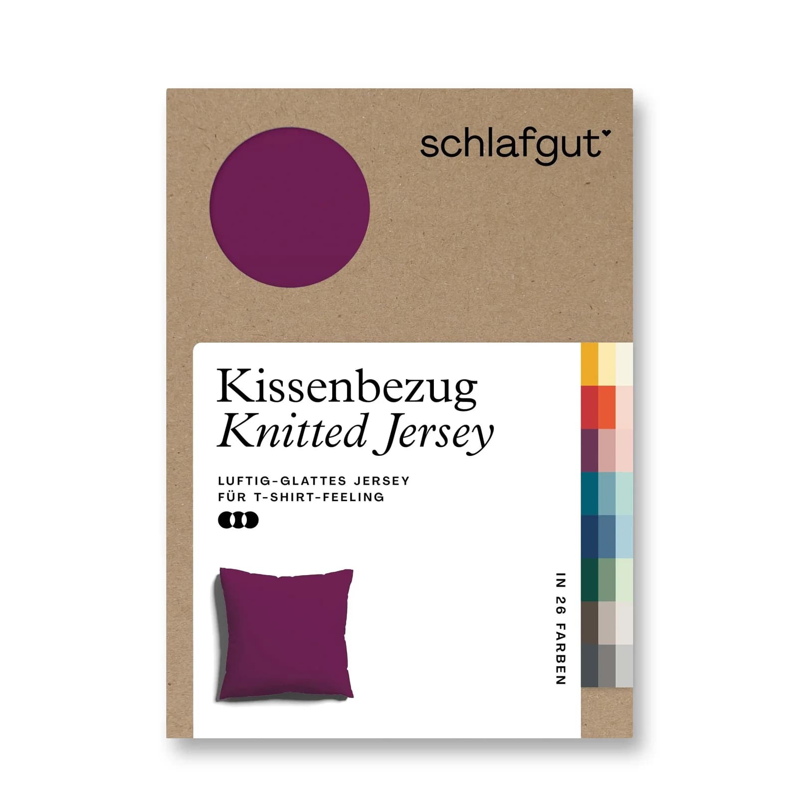 Schlafgut Premium Kissenbezug Knitted Jersey Lila Deep 80x80 cm