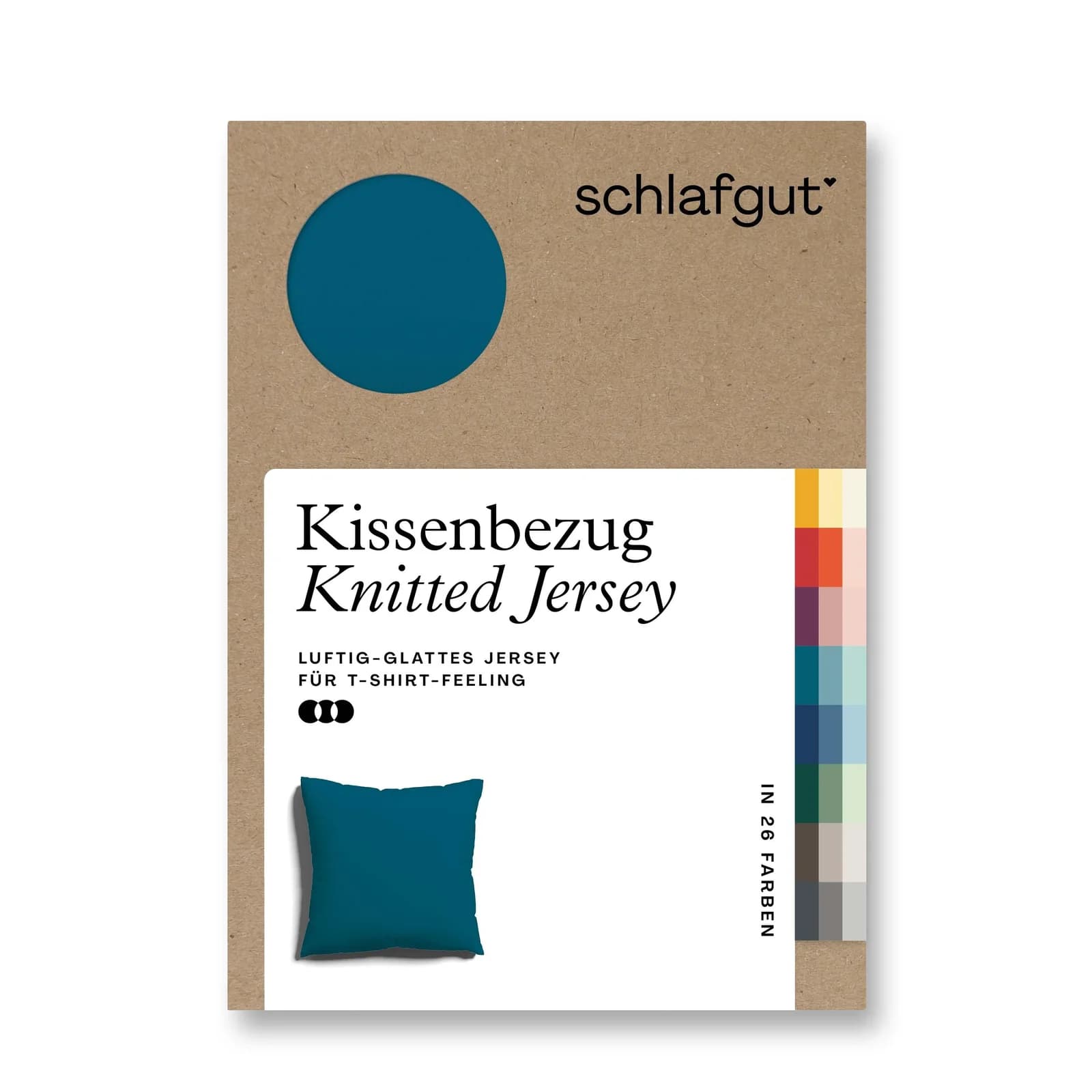 Schlafgut Premium Kissenbezug Knitted Jersey Petrol Deep 80x80cm