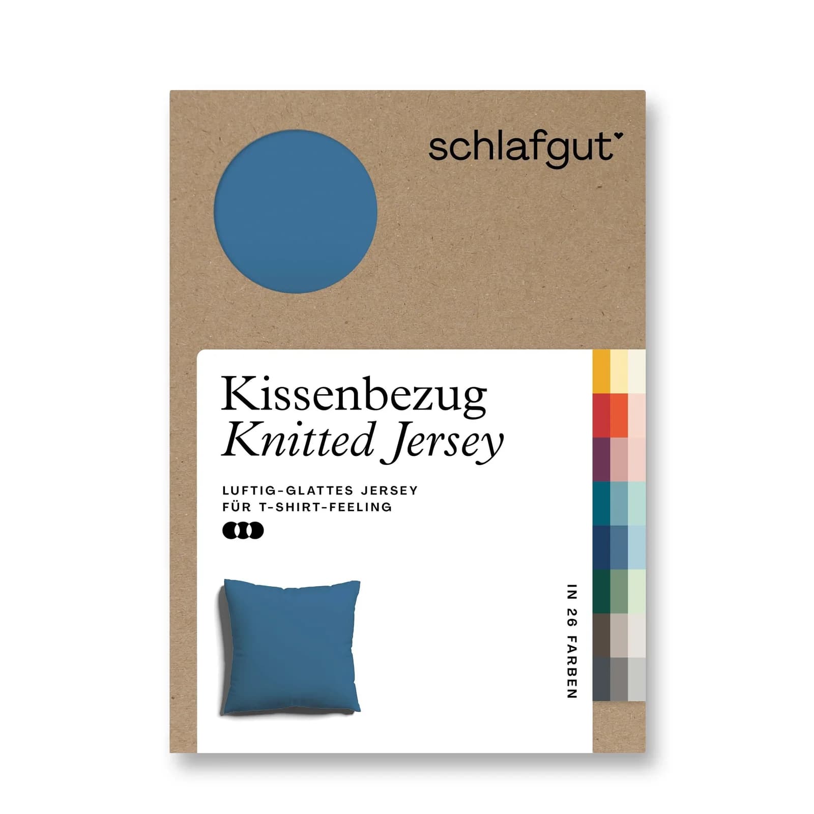 Schlafgut Premium Kissenbezug Knitted Jersey Blau Mid