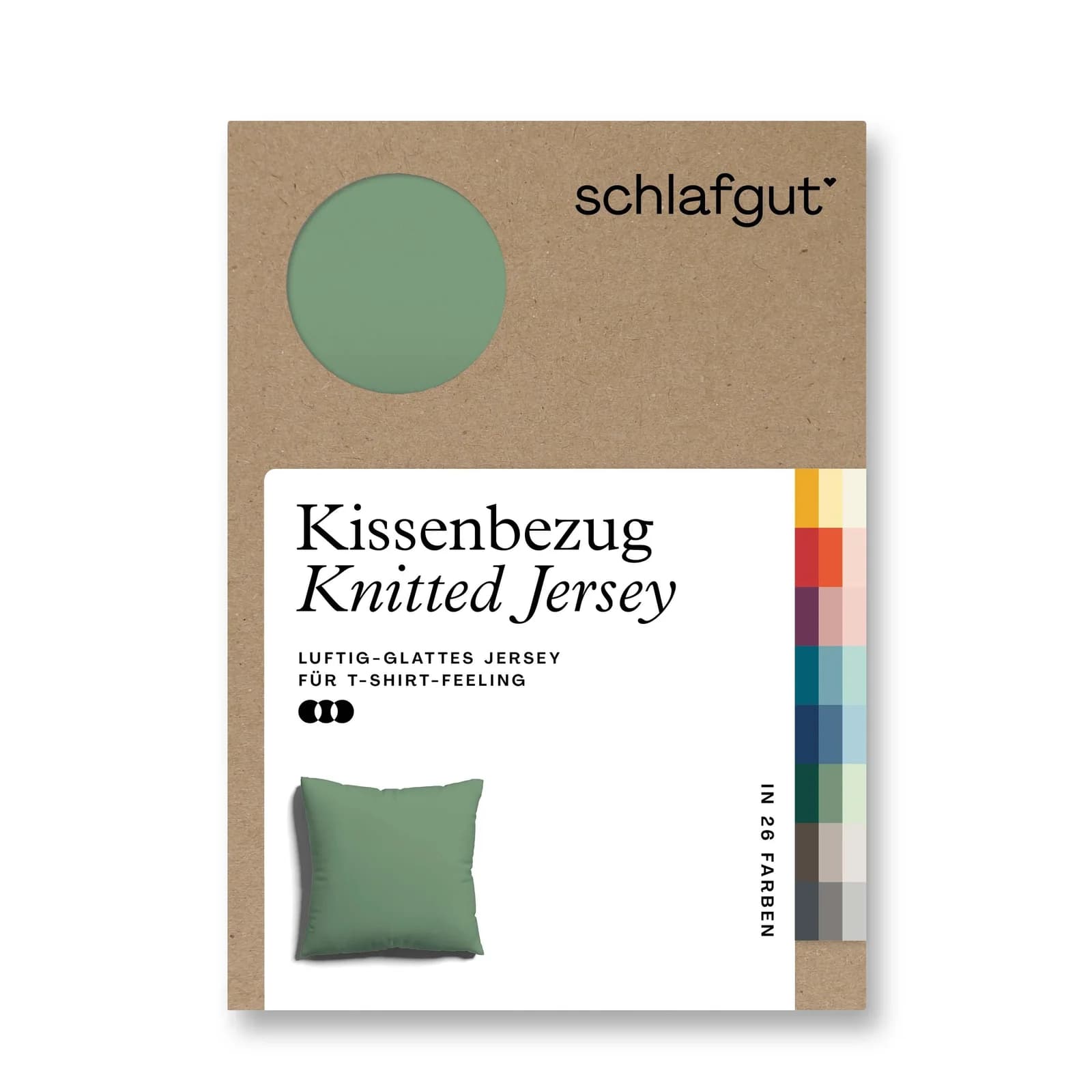 Schlafgut Premium Kissenbezug Knitted Jersey Grün 80x80 cm