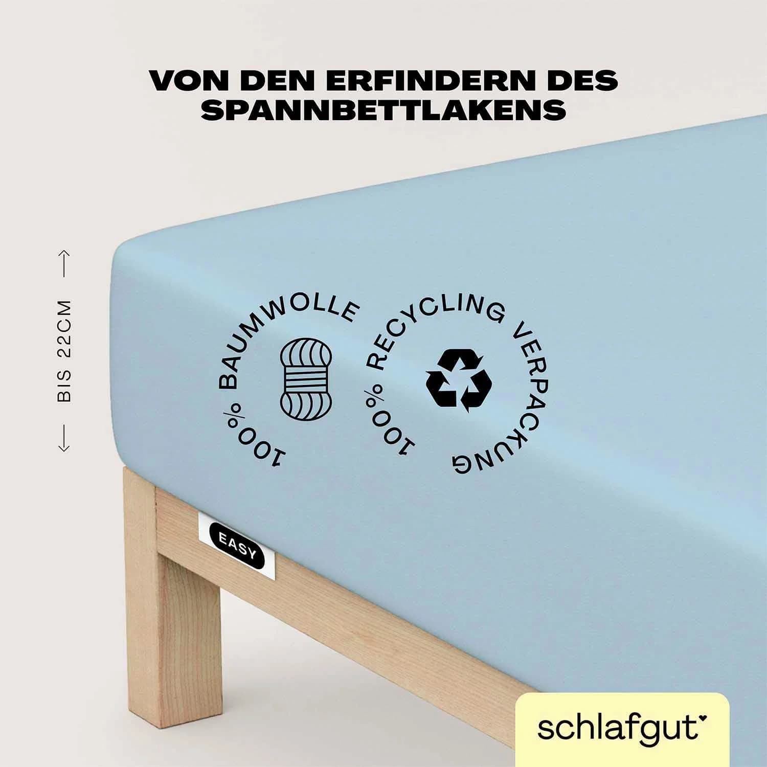 Schlafgut Spannbettlaken EASY JERSEY 100% Baumwolle Blau Light Jersey