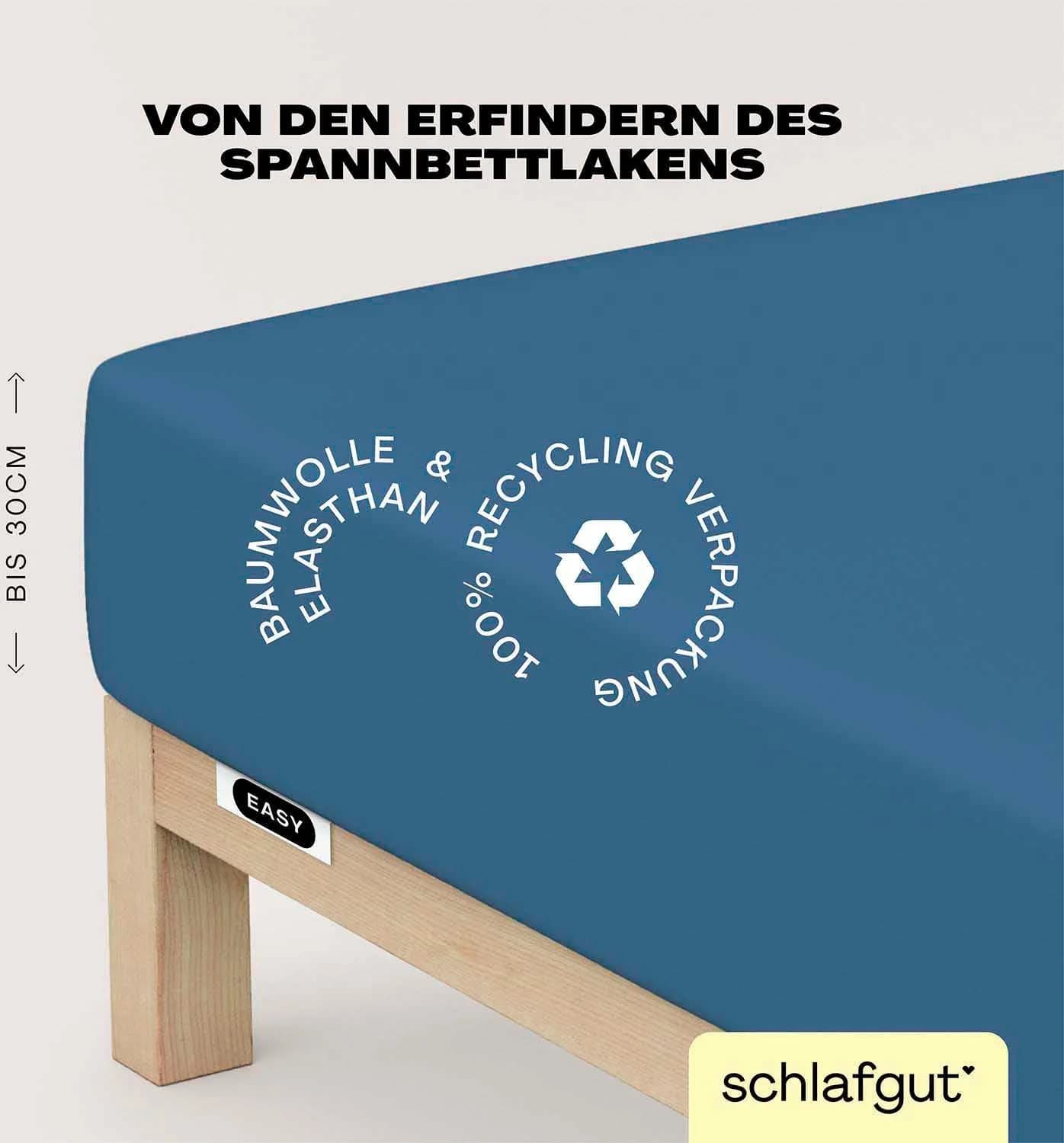 SCHLAFGUT Easy Jersey Elasthan Spannbettlaken Blau 140-160x200-220 cm