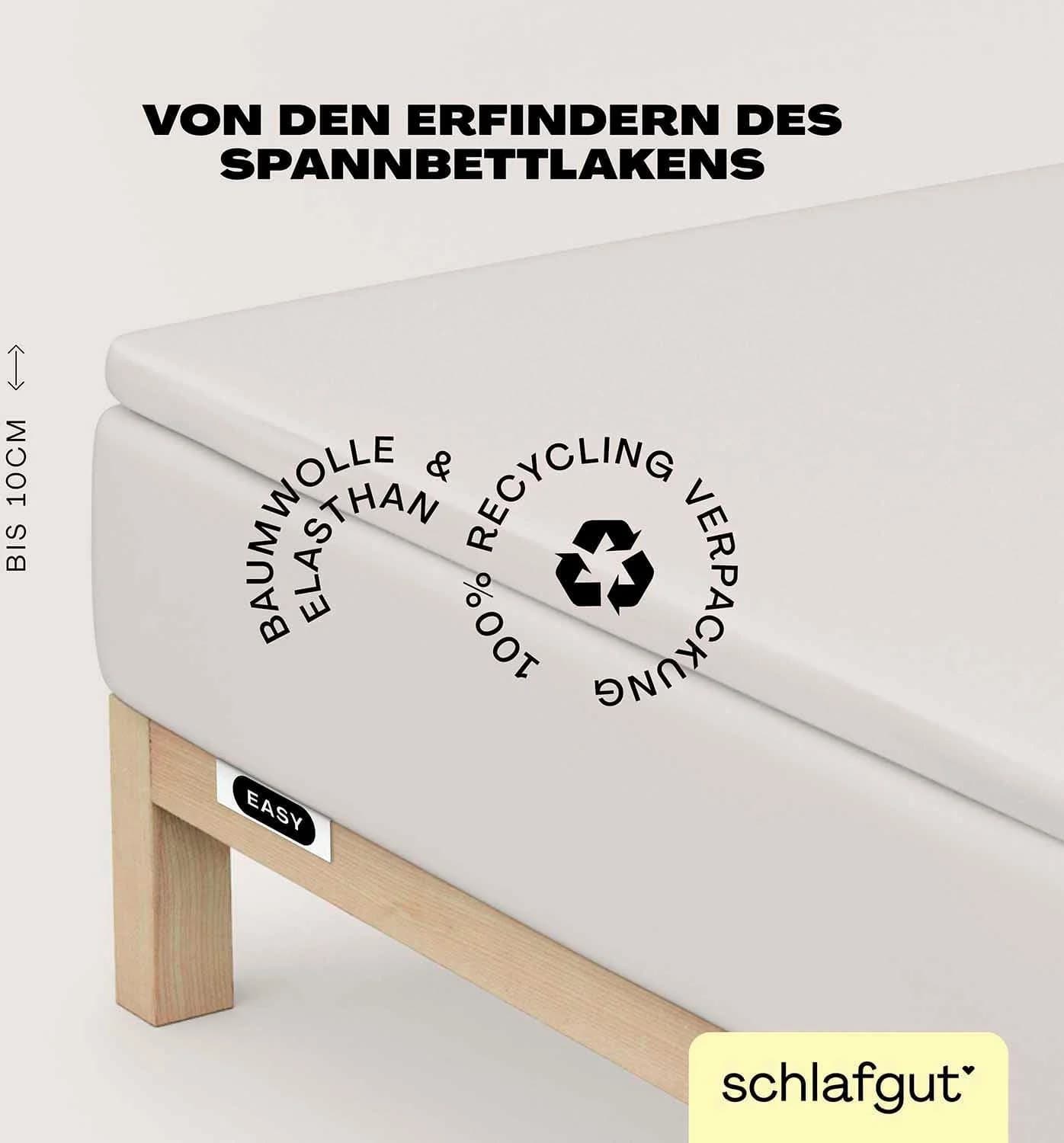 SCHLAFGUT Jersey Elasthan Spannbettlaken Topper Beige