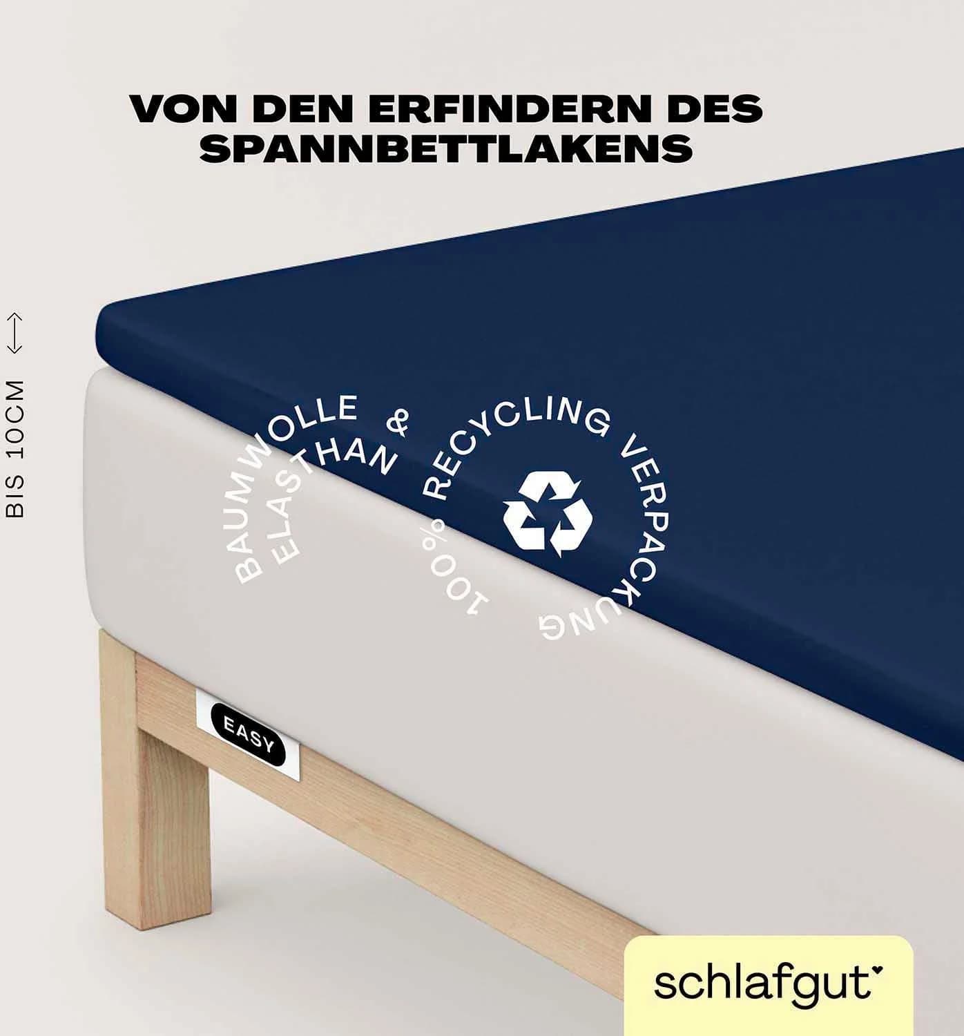 SCHLAFGUT Spannbettlaken Jersey Elasthan Topper Blau Deep
