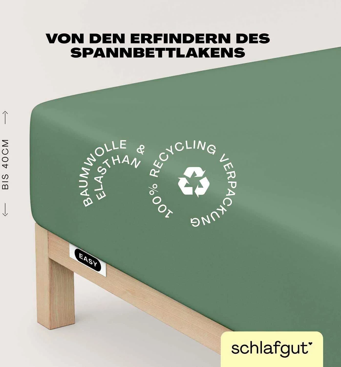 Schlafgut Spannbettlaken Jersey Elasthan Boxspring Grün