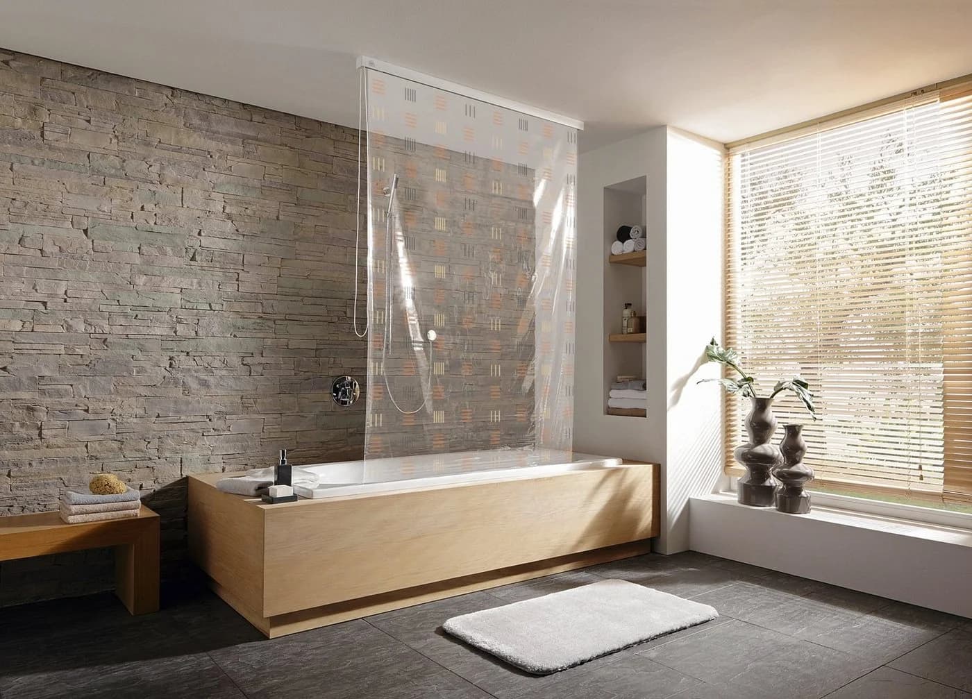Kleine Wolke Duschrollo Beige Kariert Kunststoff