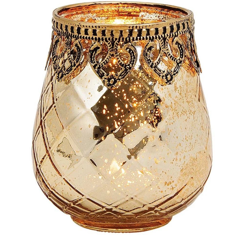 Orlob Teelichthalter Windlicht Marokko 10,5cm Gold