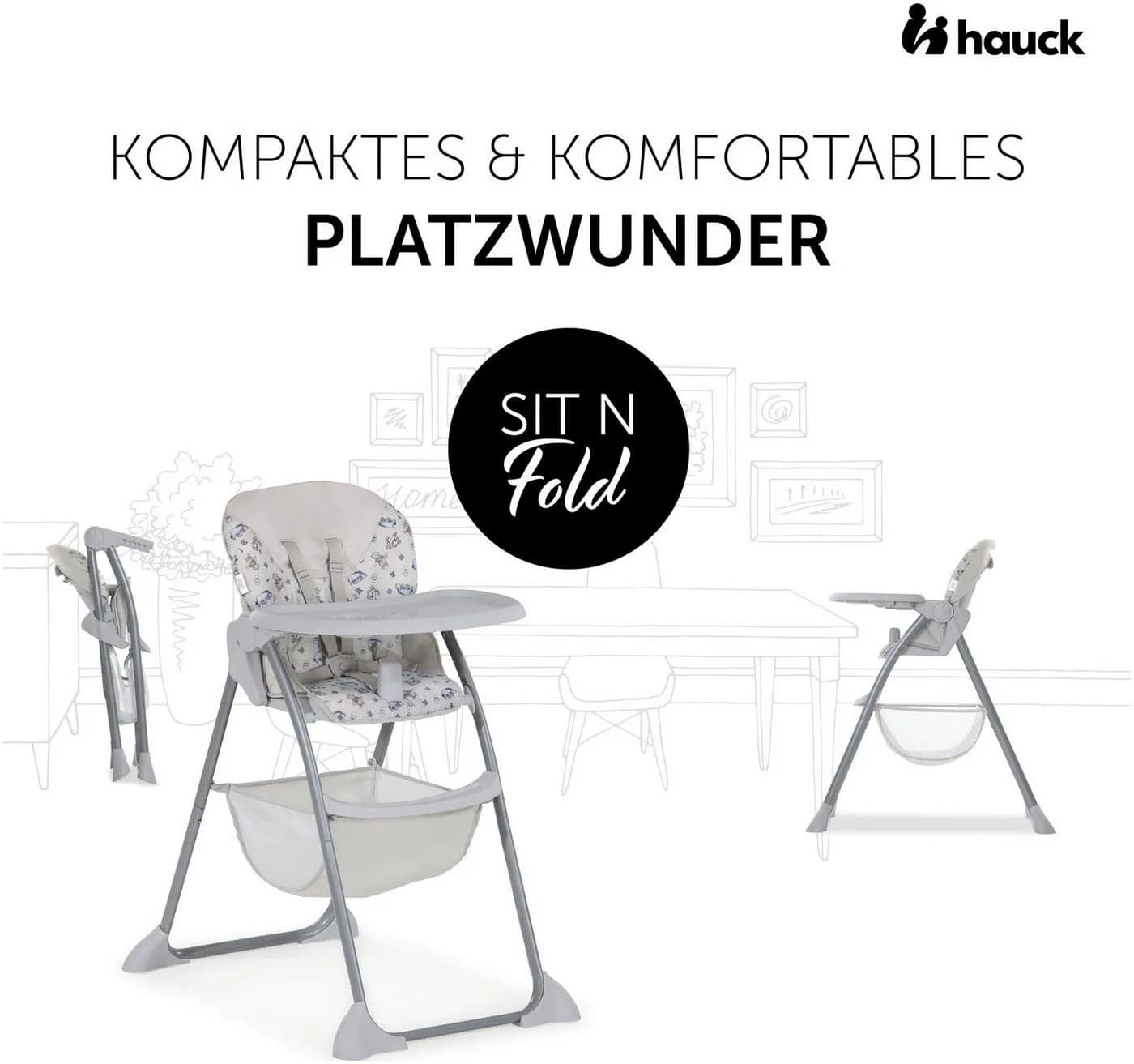 Hauck Hochstuhl Sit N Fold zusammenklappbar Beige