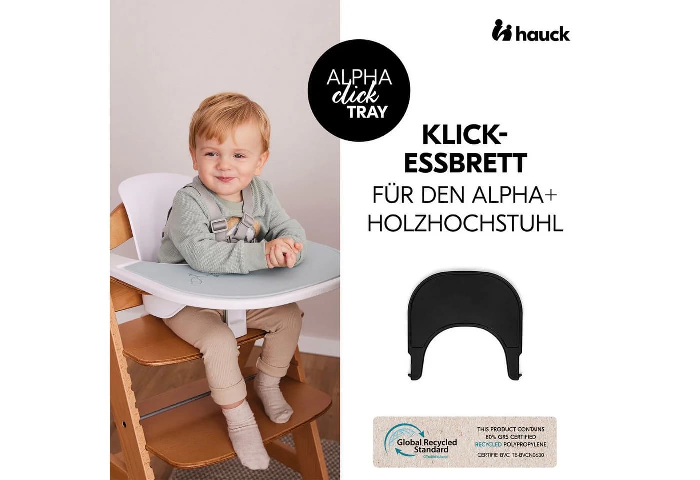 Hauck Hochstuhltablett Alpha Click Tray Schwarz Kunststoff