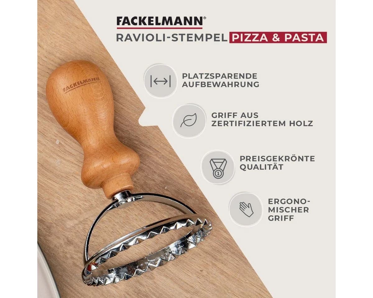 FACKELMANN Ravioliform Ravioli-Ausstecher Edelstahl Buche