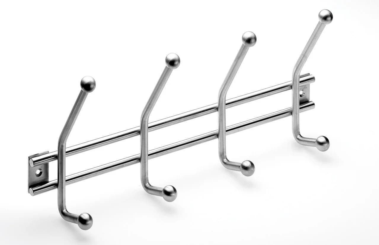 Hettich Garderobenleiste 4 Haken Edelstahl Silber Matt