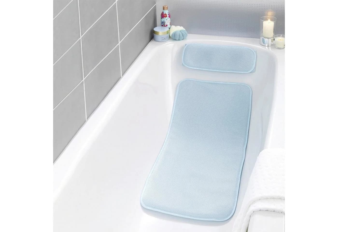 Maximex Badewanneneinlage mit Kissen Blau 3D-Mesh