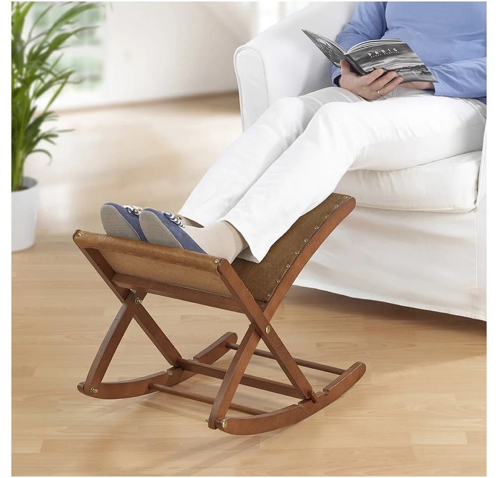 Maximex Fußhocker KOMFORT Beinschaukel Massivholz Buche Braun