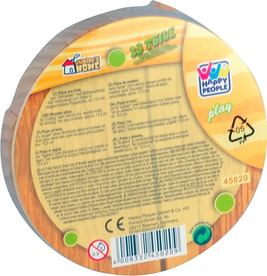 HAPPY PEOPLE Spiellebensmittel Pizza Bunt Holz mit Klettverschluss