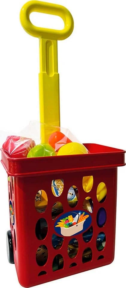 Happy People Spiel-Einkaufswagen Bunt mit 9 Kunststofffrüchten