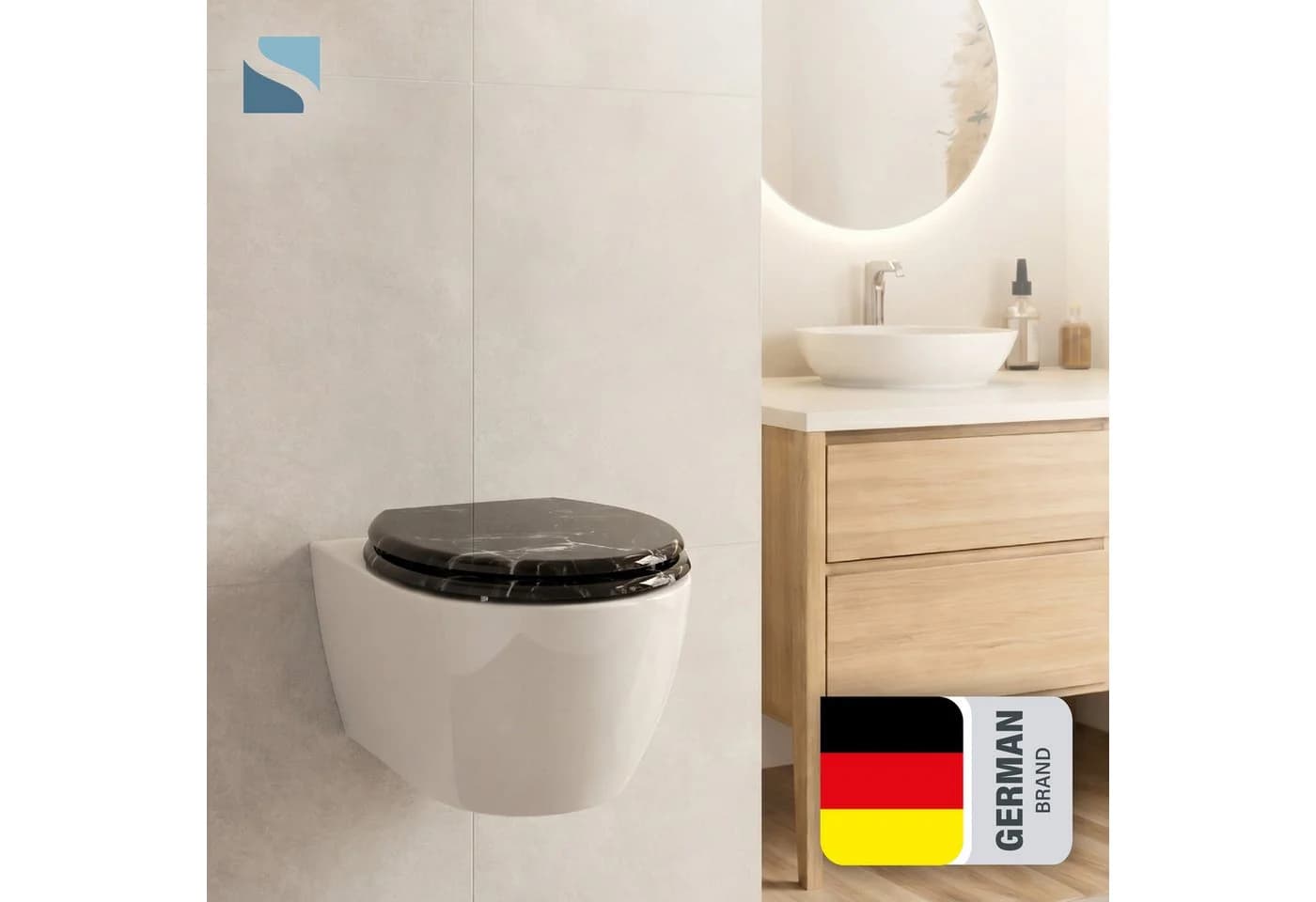 Schütte WC-Sitz MARMOR BLACK mit Absenkautomatik